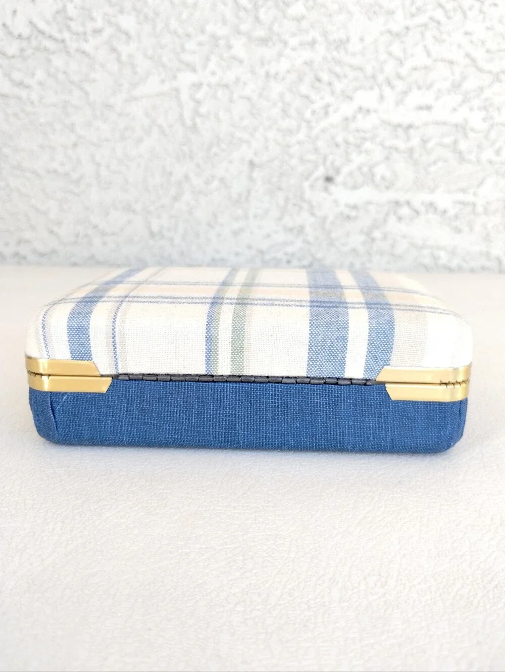 Vtg MCM 1970s Plaid Jewelry Box Set - Travel Vanity Trunk & Clamshell Case